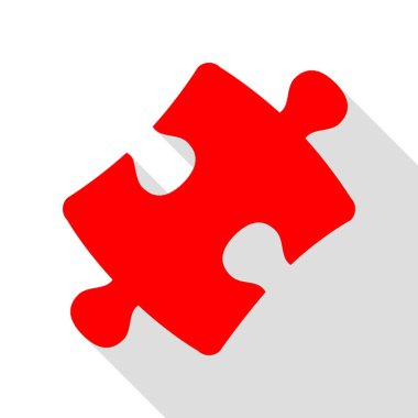 Parça işareti bulmaca. Düz stil gölge yolu ile kırmızı simge.