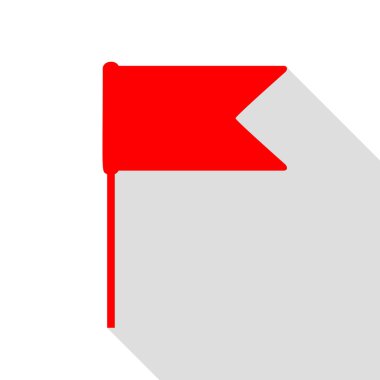 Bayrak illüstrasyon işareti. Düz stil gölge yolu ile kırmızı simge.