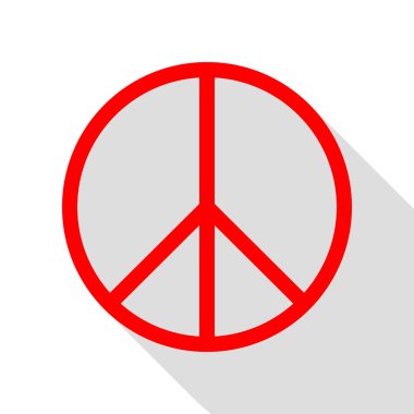 Barış işareti illüstrasyon. Düz stil gölge yolu ile kırmızı simge.