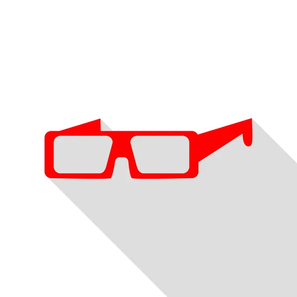 Moderne glazen teken. Rode pictogram met vlakke stijl schaduw pad. — Stockvector