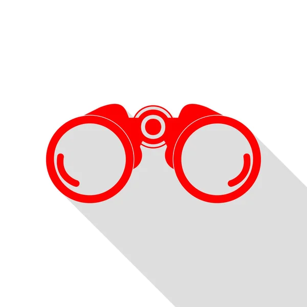 Fernglas-Zeichenillustration. rotes Symbol mit flachem Schattenschlag — Stockvektor