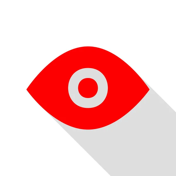 Знак очей ілюстрація. Червона піктограма з пласким стилем шляху тіні . — стоковий вектор