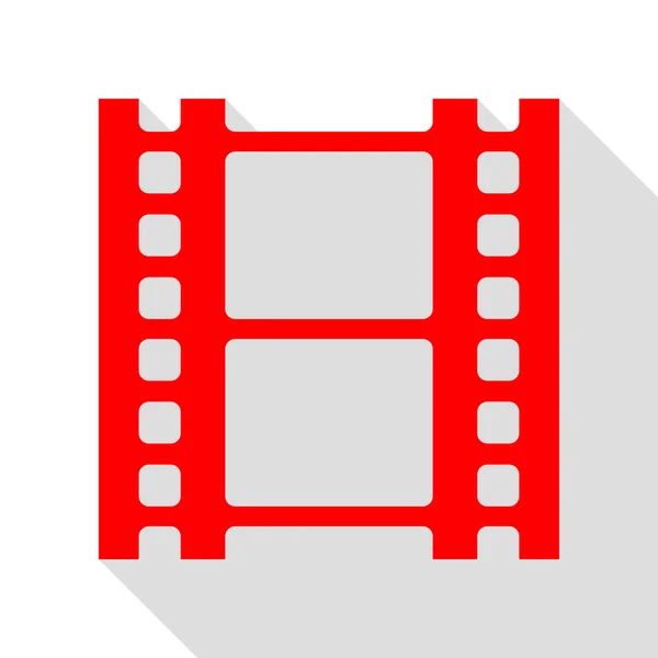 Bobine de panneau de film. Icône rouge avec chemin d'ombre de style plat . — Image vectorielle