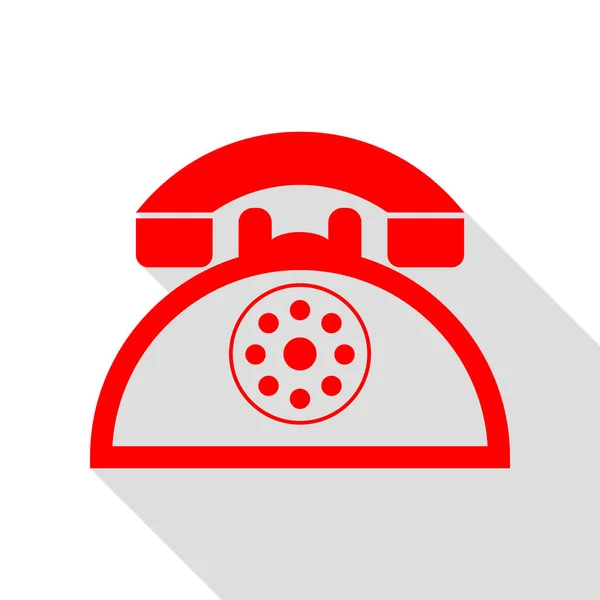 Retro telefon tecken. Röd ikon med platt stil skugga sökväg. — Stock vektor