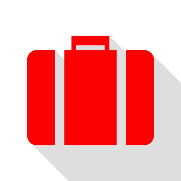 Illustration de la mallette. Icône rouge avec tapis d'ombre de style plat — Image vectorielle