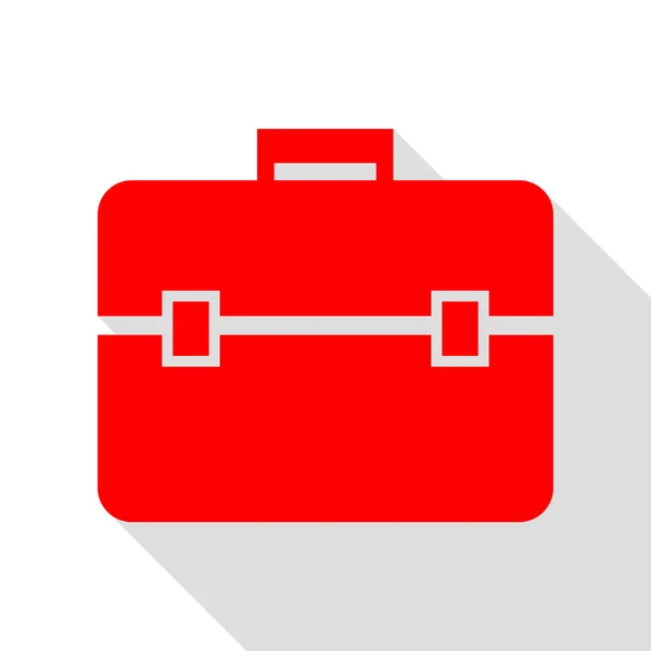 Ilustración del signo del maletín. Icono rojo con sombra de estilo plano — Vector de stock