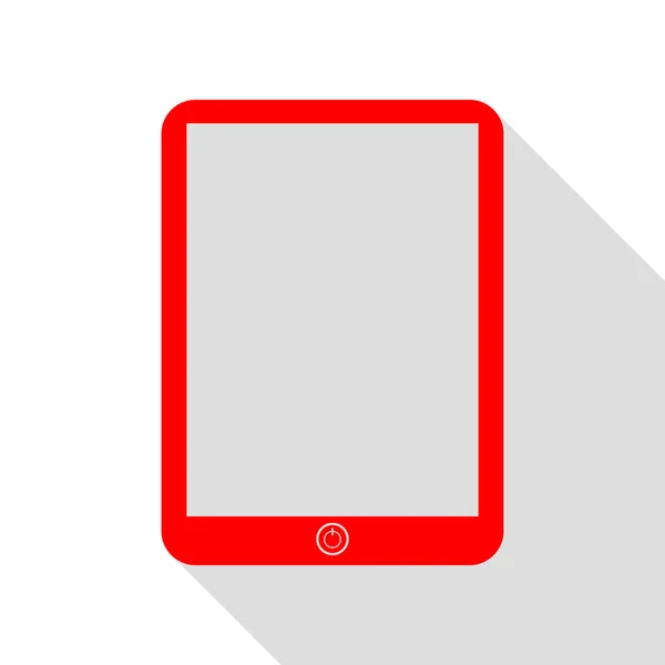 Bilgisayar tablet işareti. Düz stil gölge yolu ile kırmızı simge. — Stok Vektör