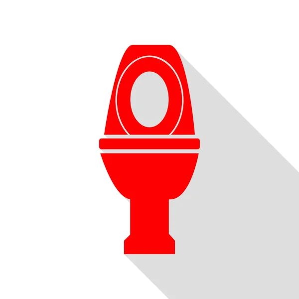 Toilet sign illustration. Red icon with flat style shadow path. — Stock Vector