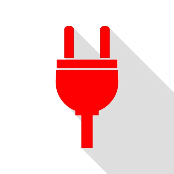 ソケットの記号の図。フラット スタイルのシャドウのパスの付いた赤いアイコン. — ストックベクタ
