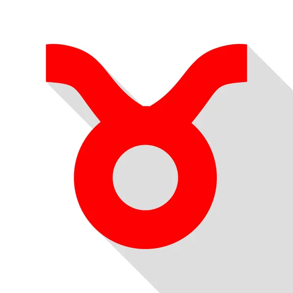 Taurus teken illustratie. Rode pictogram met vlakke stijl schaduw pad. — Stockvector