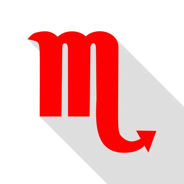 Illustration de signe Scorpion. Icône rouge avec chemin d'ombre de style plat . — Image vectorielle