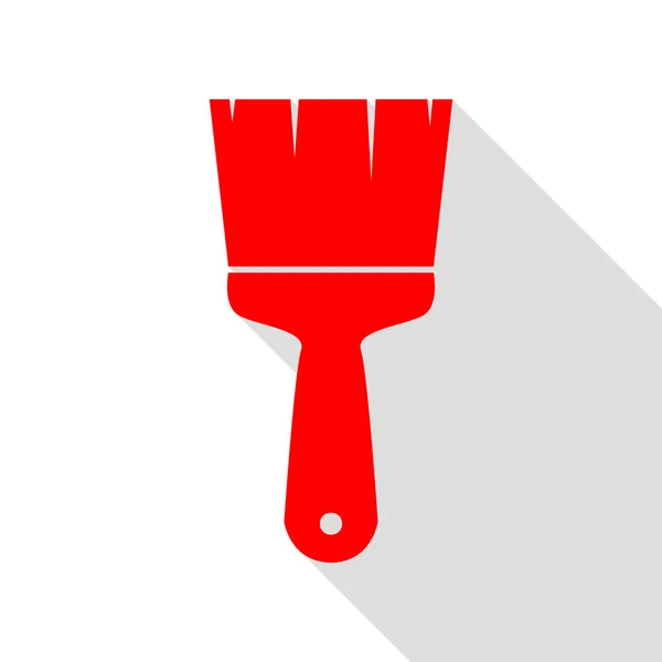 Ilustración de signos de pincel. Icono rojo con camino de sombra de estilo plano . — Vector de stock