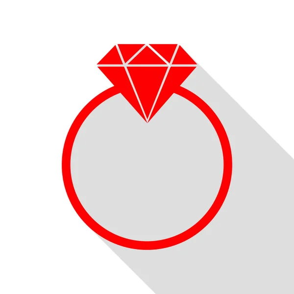 Illustration en diamant. Icône rouge avec chemin d'ombre de style plat . — Image vectorielle