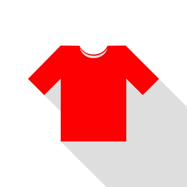 T-shirt teken illustratie. Rode pictogram met vlakke stijl schaduw pad. — Stockvector