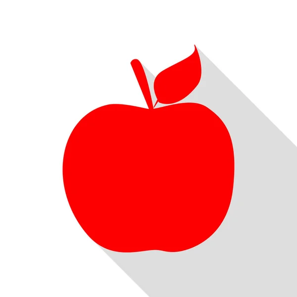 Ilustración del signo de Apple. Icono rojo con camino de sombra de estilo plano . — Vector de stock