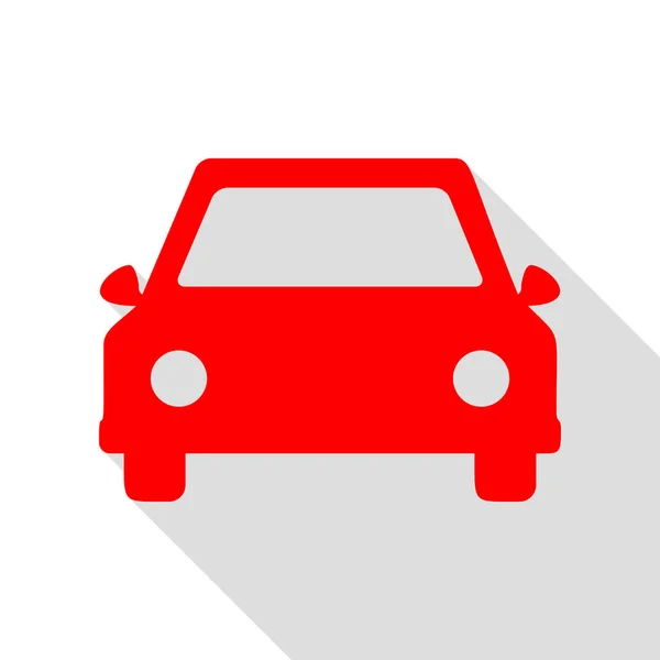 Car sign illustration. Red icon with flat style shadow path. — Stock Vector