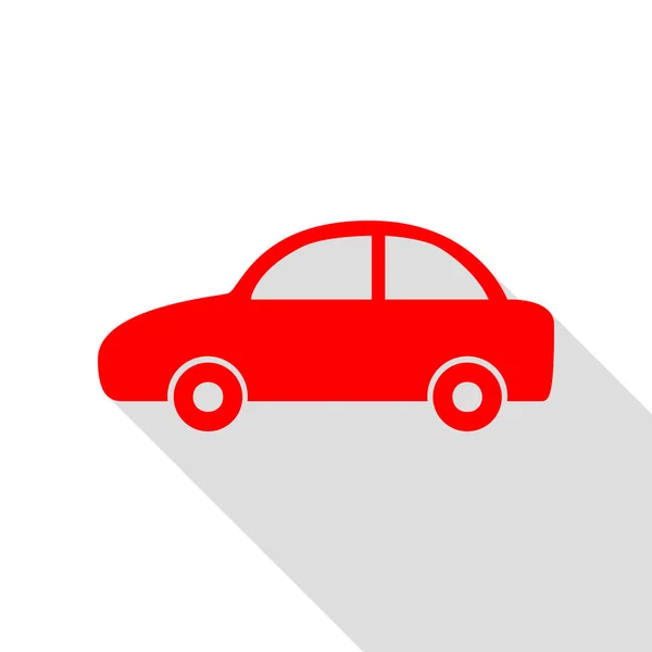 Bil tecken illustration. Röd ikon med platt stil skugga sökväg. — Stock vektor