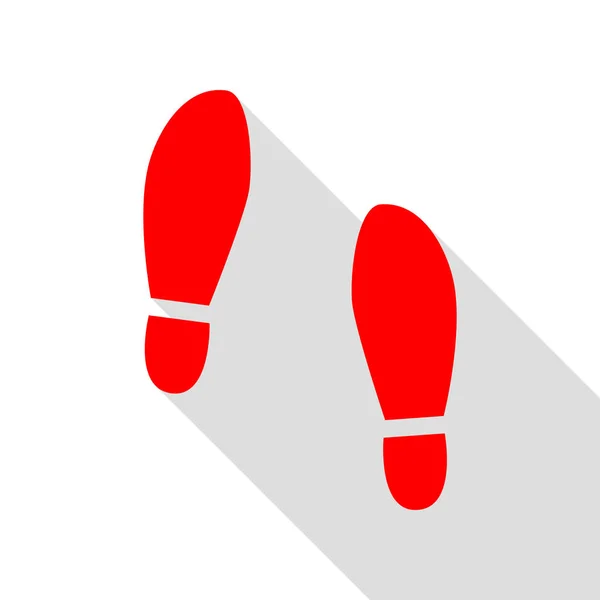 Imprint solas sapatos sinal. ícone vermelho com caminho de sombra de estilo plano . — Vetor de Stock