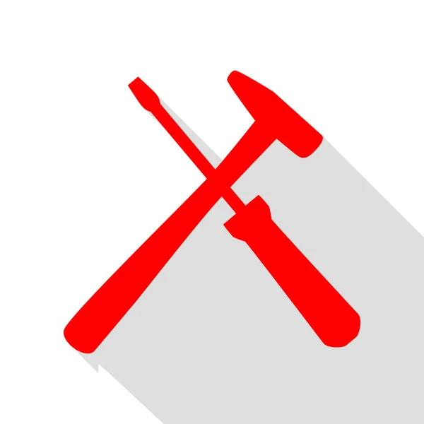 Outils signe illustration. Icône rouge avec chemin d'ombre de style plat . — Image vectorielle