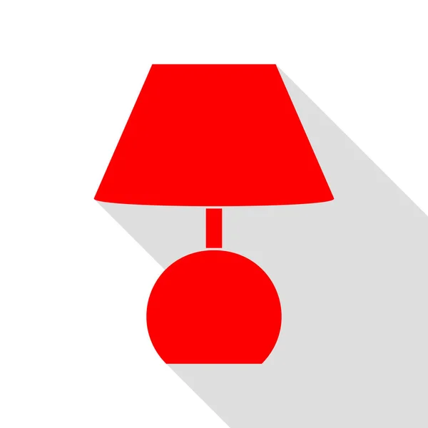 Ilustração do sinal da lâmpada. ícone vermelho com caminho de sombra de estilo plano . — Vetor de Stock