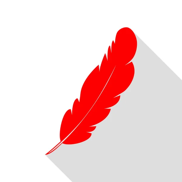 Иллюстрация перьевого знака. Красная икона с плоской дорожкой теней . — стоковый вектор