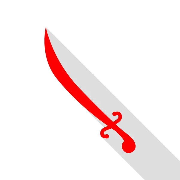 Illustration de signe d'épée. Icône rouge avec chemin d'ombre de style plat . — Image vectorielle