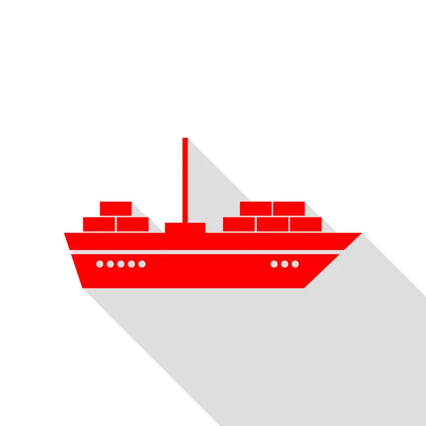 Иллюстрация знака корабля. Красная икона с плоской дорожкой теней . — стоковый вектор