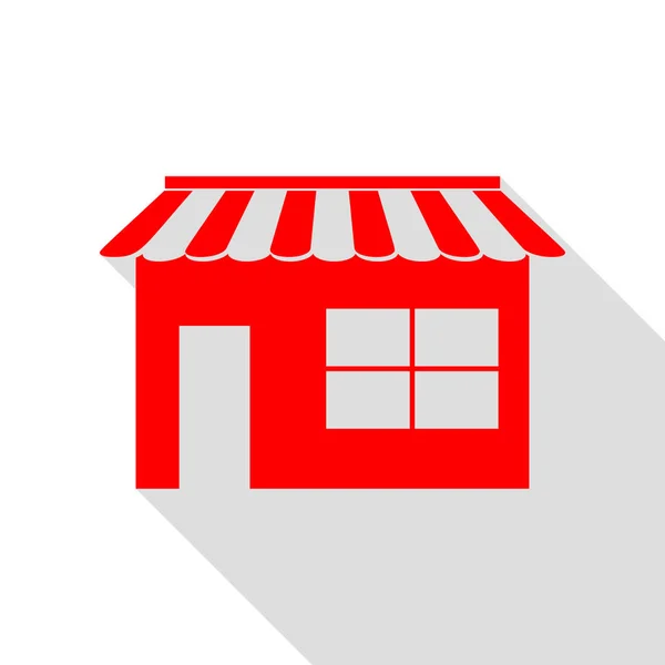 Illustrazione segno negozio. Icona rossa con percorso ombra in stile piatto . — Vettoriale Stock