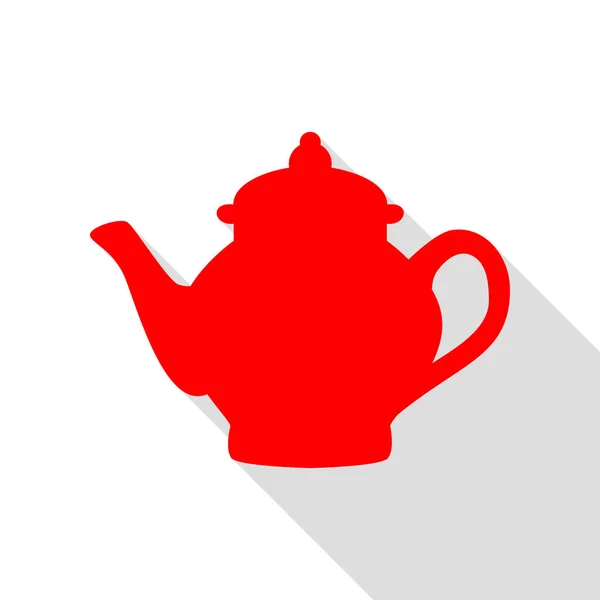 Tea maker sign. Red icon with flat style shadow path. — Stock Vector