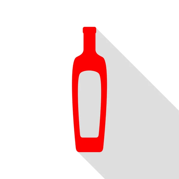 Sinal de garrafa de azeite. ícone vermelho com caminho de sombra de estilo plano . — Vetor de Stock