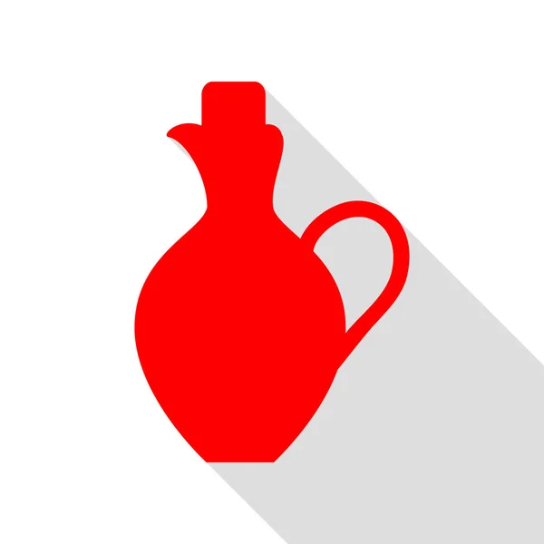 アンフォラ サイン イラスト。フラット スタイルのシャドウのパスの付いた赤いアイコン. — ストックベクタ