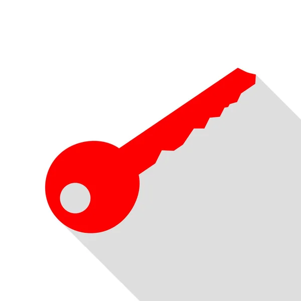 鍵に署名の図。フラット スタイルのシャドウのパスの付いた赤いアイコン. — ストックベクタ