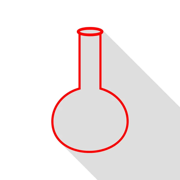 管。实验室玻璃标志。红色图标与平面样式阴影帕特 — 图库矢量图片