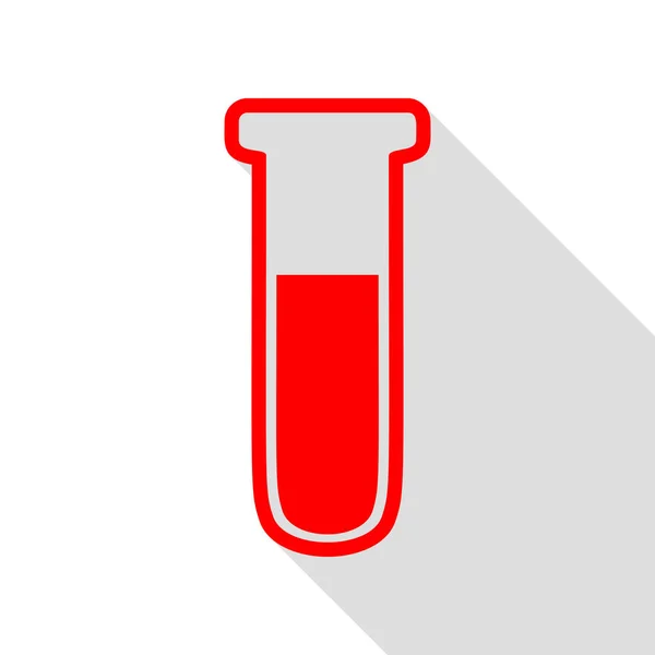 Tıbbi tüp simgesi. Laboratuvar cam işareti. Düz arpacık ile kırmızı simge — Stok Vektör