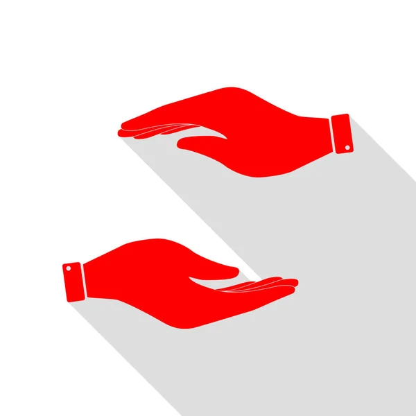 Hand tecken illustration. Röd ikon med platt stil skugga sökväg. — Stock vektor