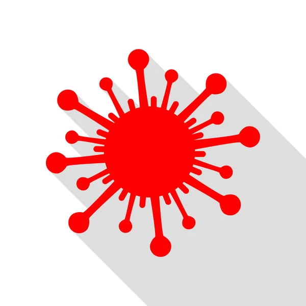 ウイルス署名の図。フラット スタイルのシャドウのパスの付いた赤いアイコン. — ストックベクタ