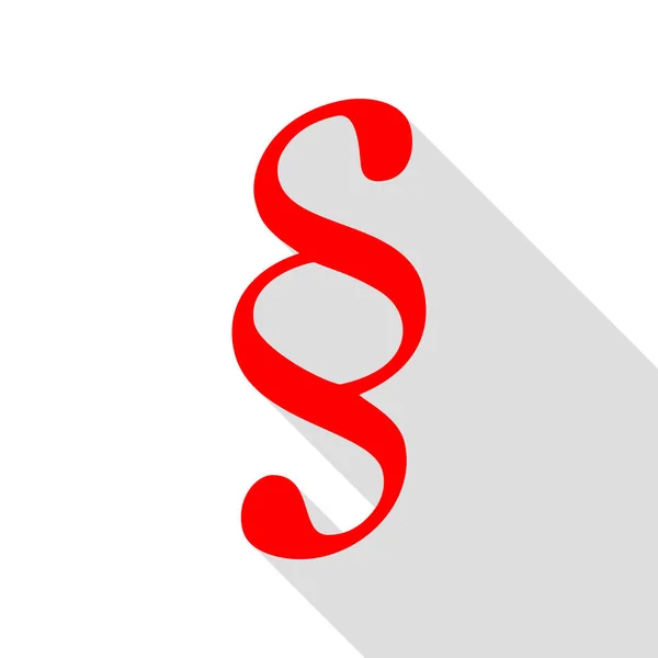 Ilustración del signo de párrafo. Icono rojo con sombra de estilo plano — Vector de stock