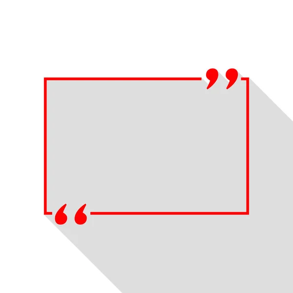 Anführungszeichen. rotes Symbol mit flachem Schattenpfad. — Stockvektor