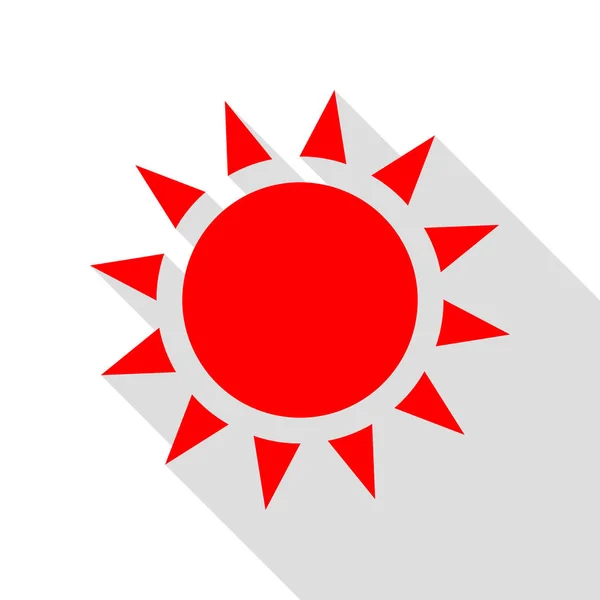 Sun sign illusztráció. Piros ikon, lapos stílusú shadow elérési útja. — Stock Vector