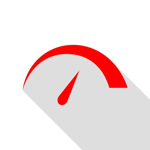 速度計の記号図。フラット スタイル影 p の付いた赤いアイコン — ストックベクタ