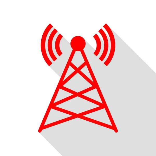 Antennenzeichenillustration. rotes Symbol mit flachem Schattenpfad. — Stockvektor