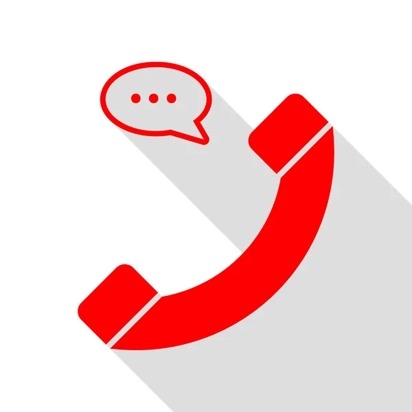 Telefon med tal bubbla skylt. Röd ikon med platt stil skugga p — Stock vektor