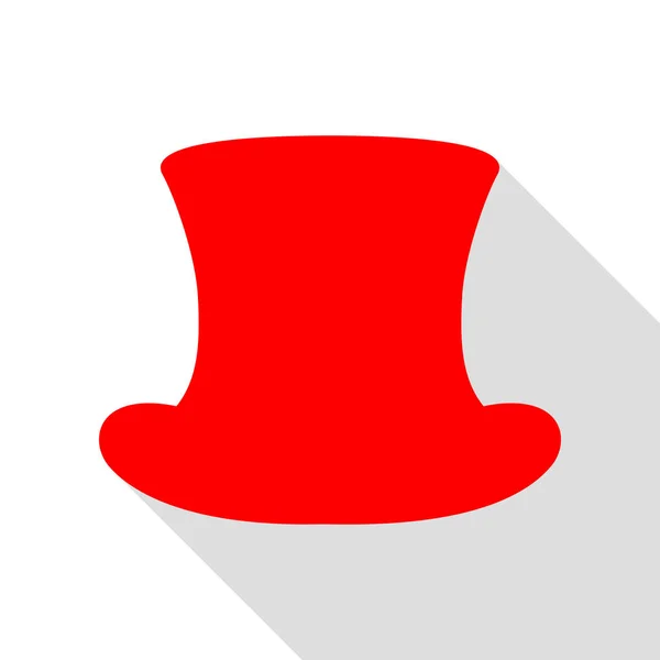 Знак верхнього капелюха. Червона піктограма з пласким стилем шляху тіні . — стоковий вектор
