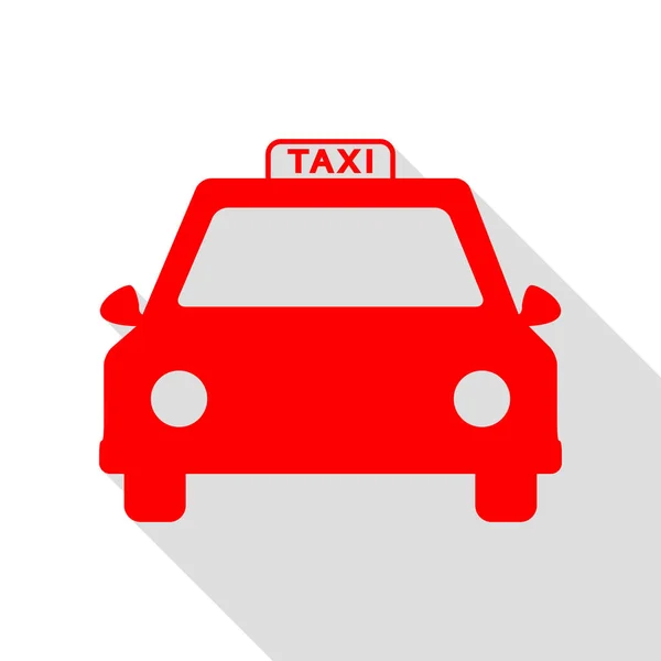 Taxi tecken illustration. Röd ikon med platt stil skugga sökväg. — Stock vektor