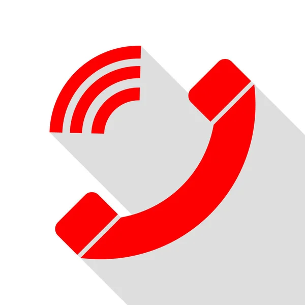 Telefon jel illusztráció. Piros ikon, lapos stílusú shadow elérési útja. — Stock Vector