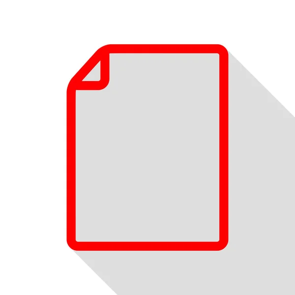 Ilustração do sinal do documento. ícone vermelho com caminho de sombra de estilo plano — Vetor de Stock