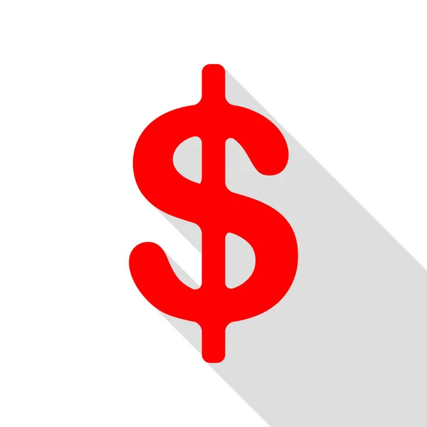 Dollars signe illustration. symbole de devise USD. Une étiquette d'argent. Rouge — Image vectorielle
