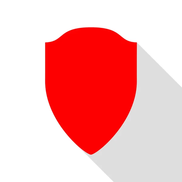 シールドの記号の図。フラット スタイルのシャドウのパスの付いた赤いアイコン. — ストックベクタ