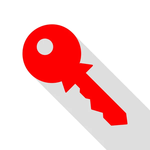 Schlüsselschild-Illustration. rotes Symbol mit flachem Schattenpfad. — Stockvektor