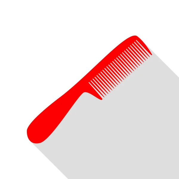 Hřeben jednoduché znamení. Červená ikona s ploché styl stínu cestou. — Stockový vektor